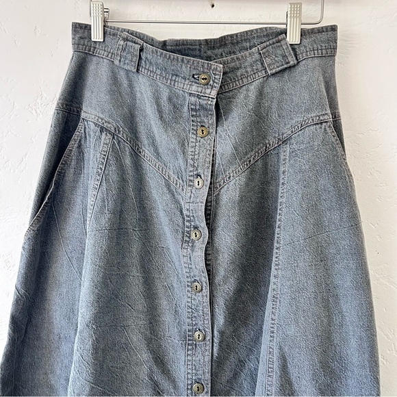 Lilia Smitty Vintage 90s Western Denim Swing Skirt M Gray - Picture 2 of 11
